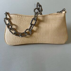 Target light yellow Croc-Embossed Shoulder Bag With Metal Chain